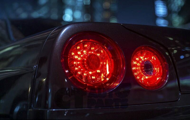 Clear Red LED Tail Lights Fit For Nissan Skyline R34 GTR GTT 1999-2002