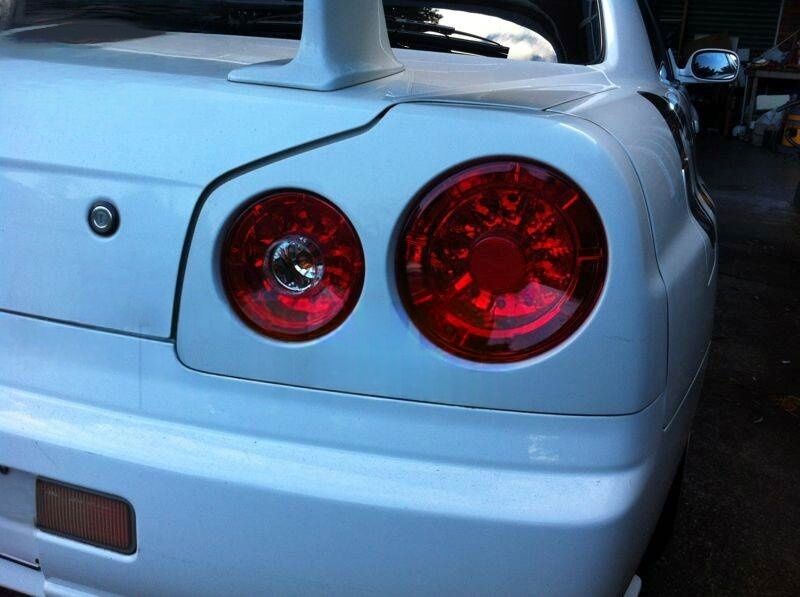 Clear Red LED Tail Lights Fit For Nissan Skyline R34 GTR GTT 1999-2002
