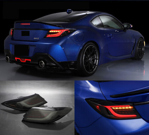 Black White Bar LED Dynamic Tail Lights Fit For Toyota 86 GR86 For Subaru BRZ 2022-2023
