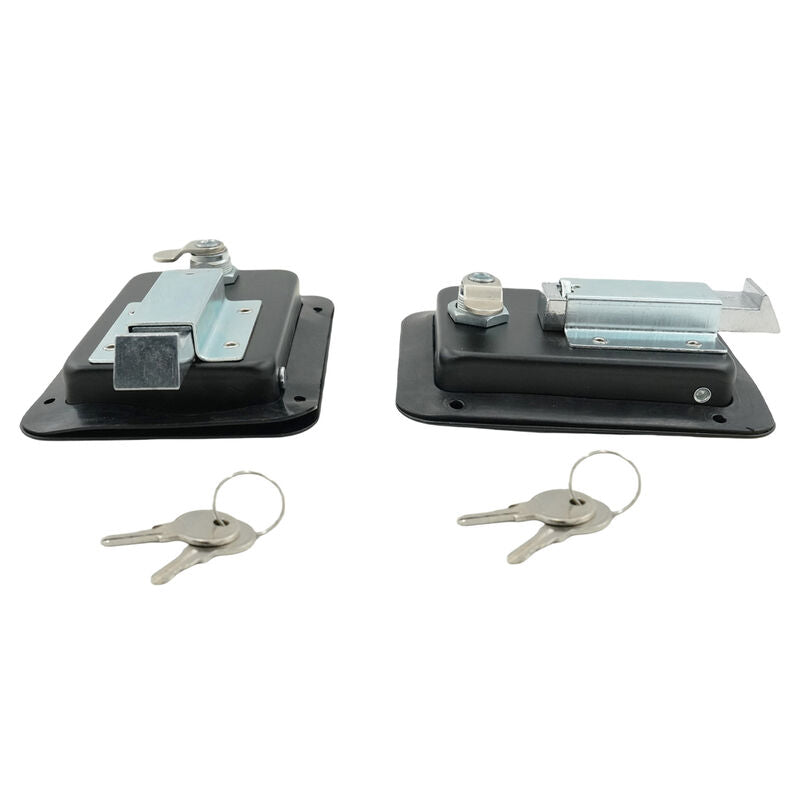 2 x Large Paddle Handle Lock Latch Pair Black Powdercoated Caravan Truck Toolbox