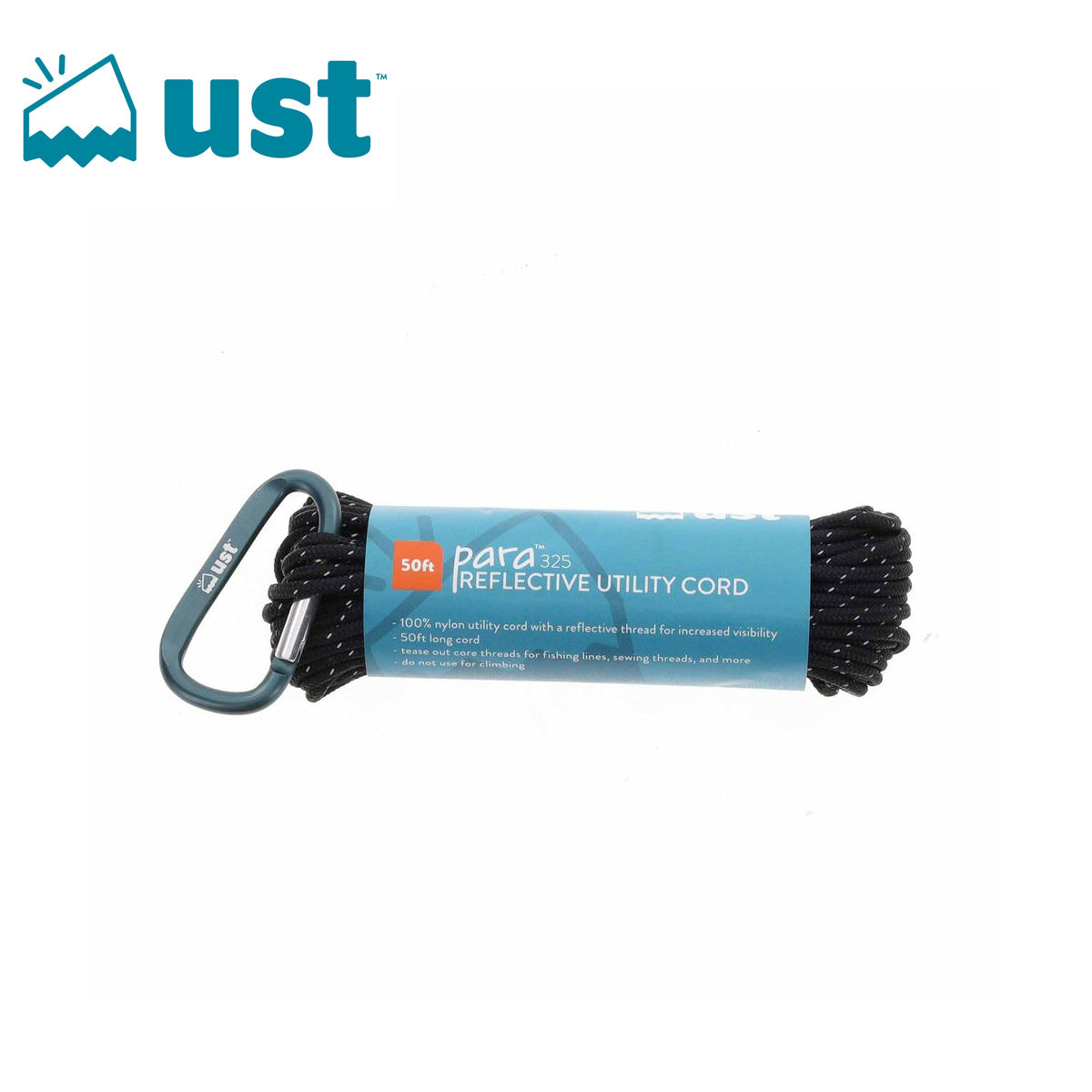 50ft Paracord 325 Black Reflective