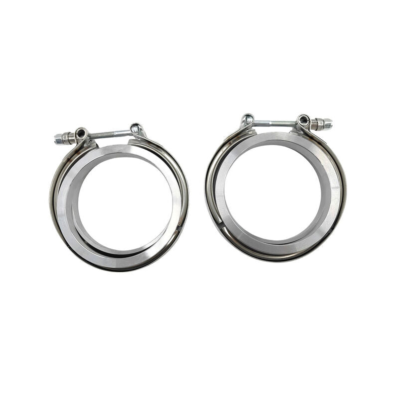 Pair 3.5" Inch V-Band Clamps Flange Kit 304 Stainless Steel Exhaust Pipe