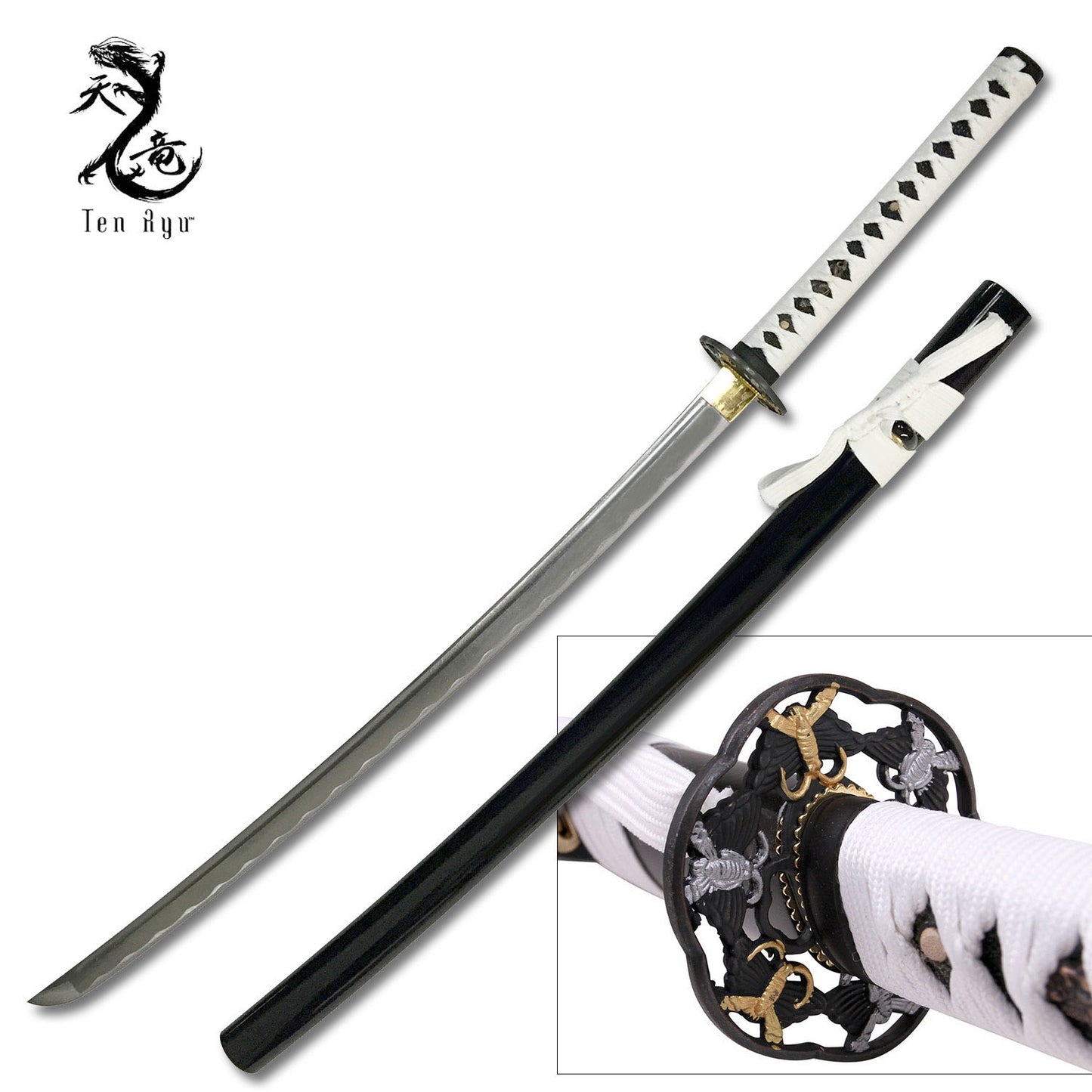Ten Ryu Handmade Samurai Sword - White