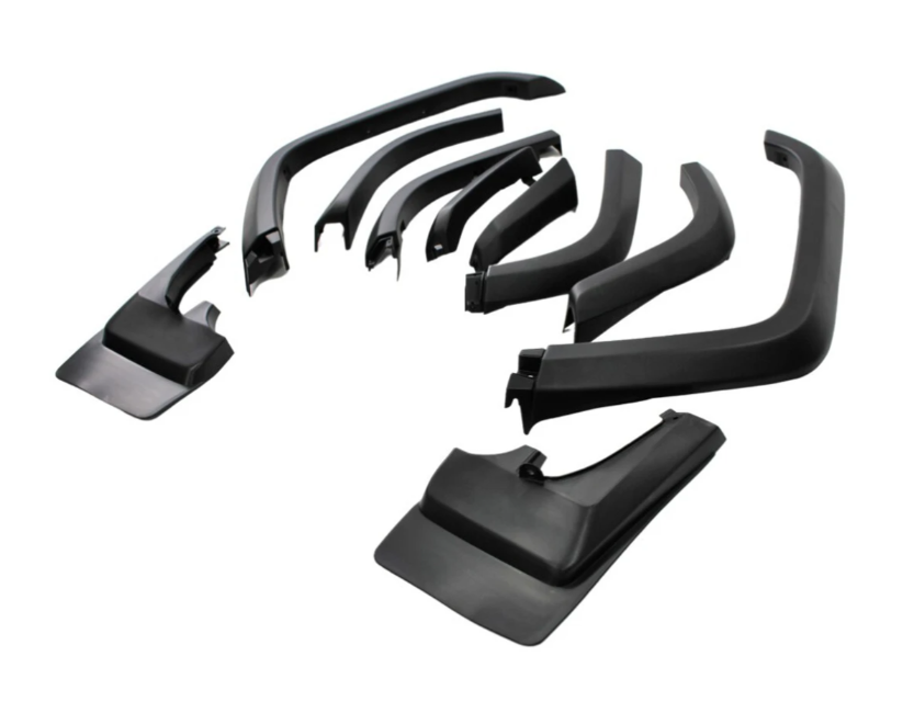 MATTE BLACK FENDER FLARES WITH MUDFLAPS SUITABLE FOR LANDCRUISER 76