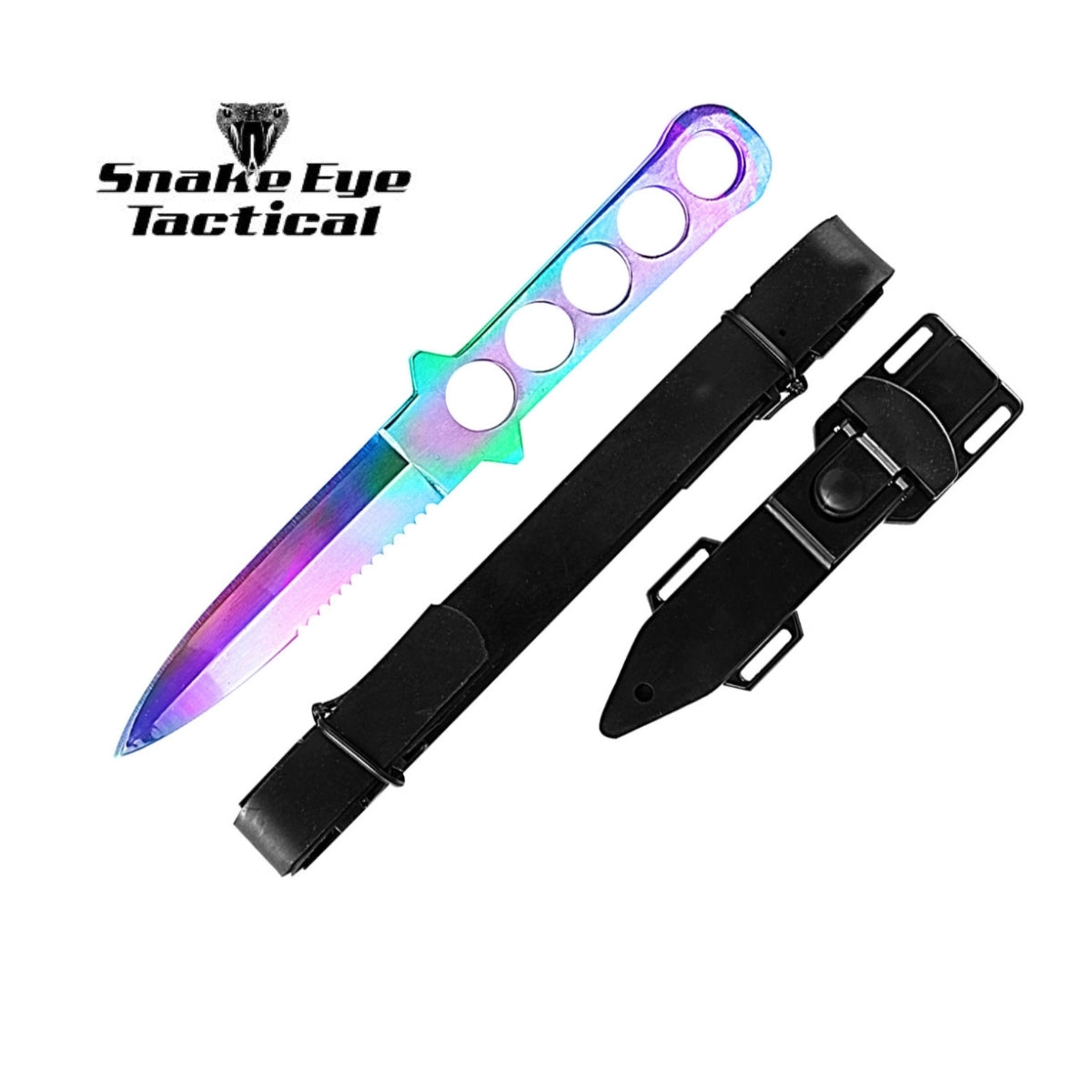 Snake Eye Rainbow Diving Knife with Adjustable Leg Strap