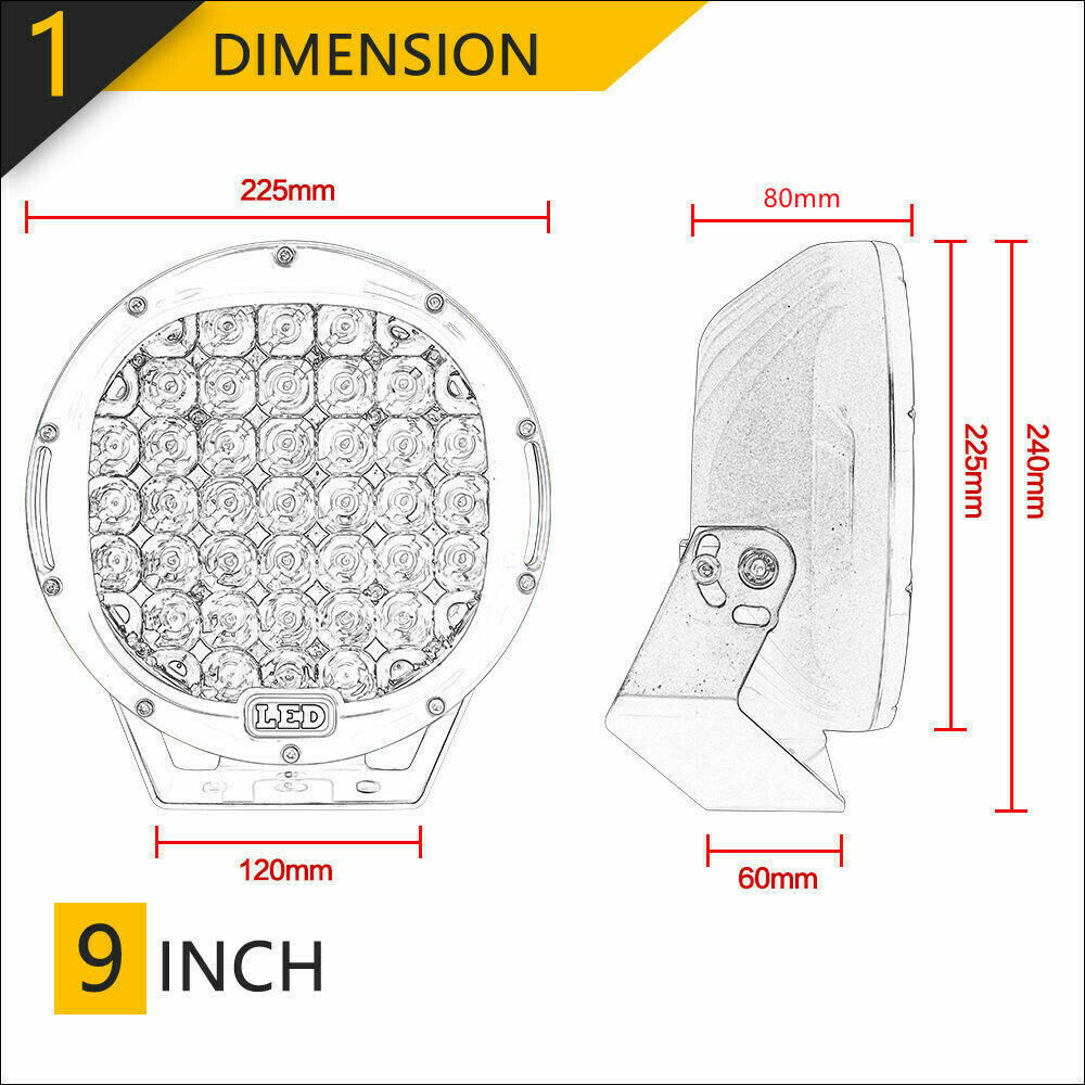 Ramped Up Universal 9 inch LED Spotlights pair red casing
