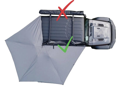 270 Degree Free-Standing Awning & "L" Bracket 600D Double-Ripstop With LED Light Right Side