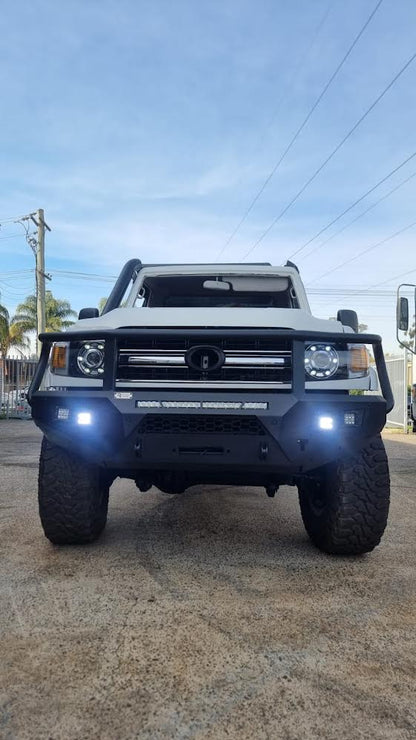 Ramped Up  TOYOTA LANDCRUISER 70 SERIES HOOPED BULLBAR 2007-2023 ( Matte Black)