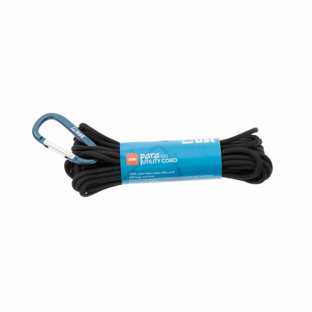 1100 Paracord Black 9m (30ft) w Carabiner
