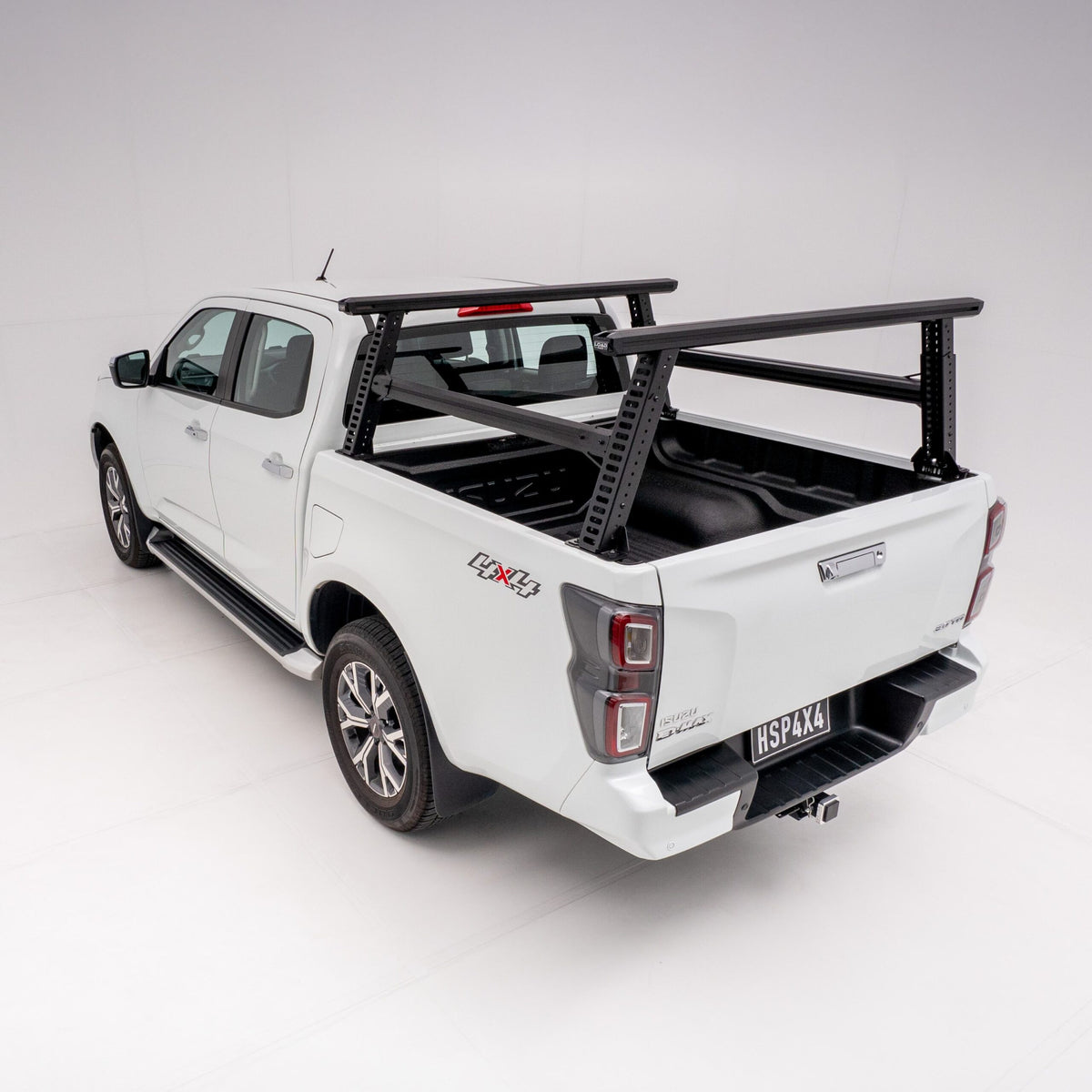 Isuzu D-MAX Gen 3 ladder rack fitted to dual cab ute, engineered for ladder transport, roof-mounted loads, and trade gear.