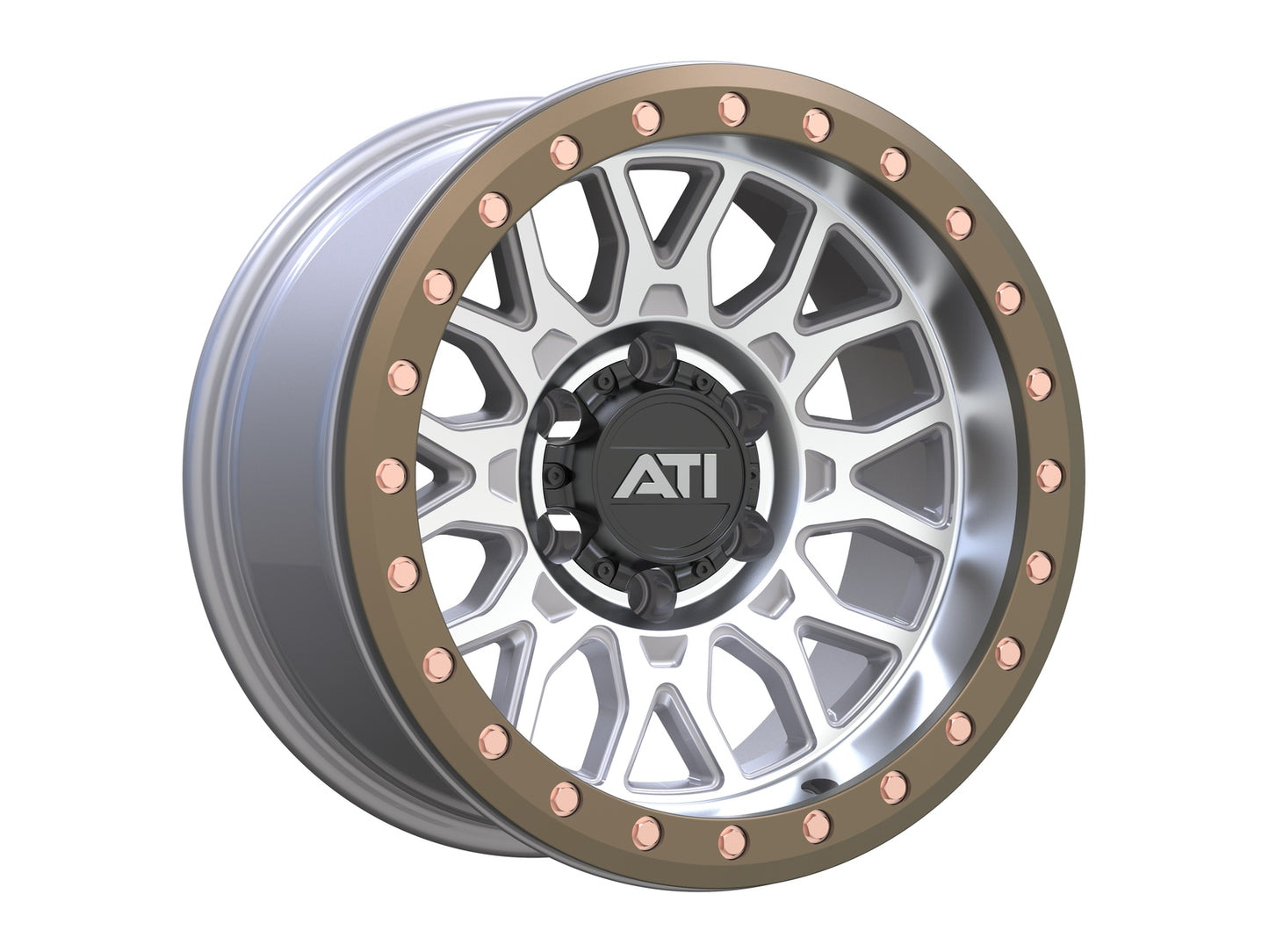 AT-01 17X8.5 HYBRID BEADLOCK WHEEL - MACHINED (5X150) [OFFSET: -25] [RING OPTION: Imitation Beadlock Ring]