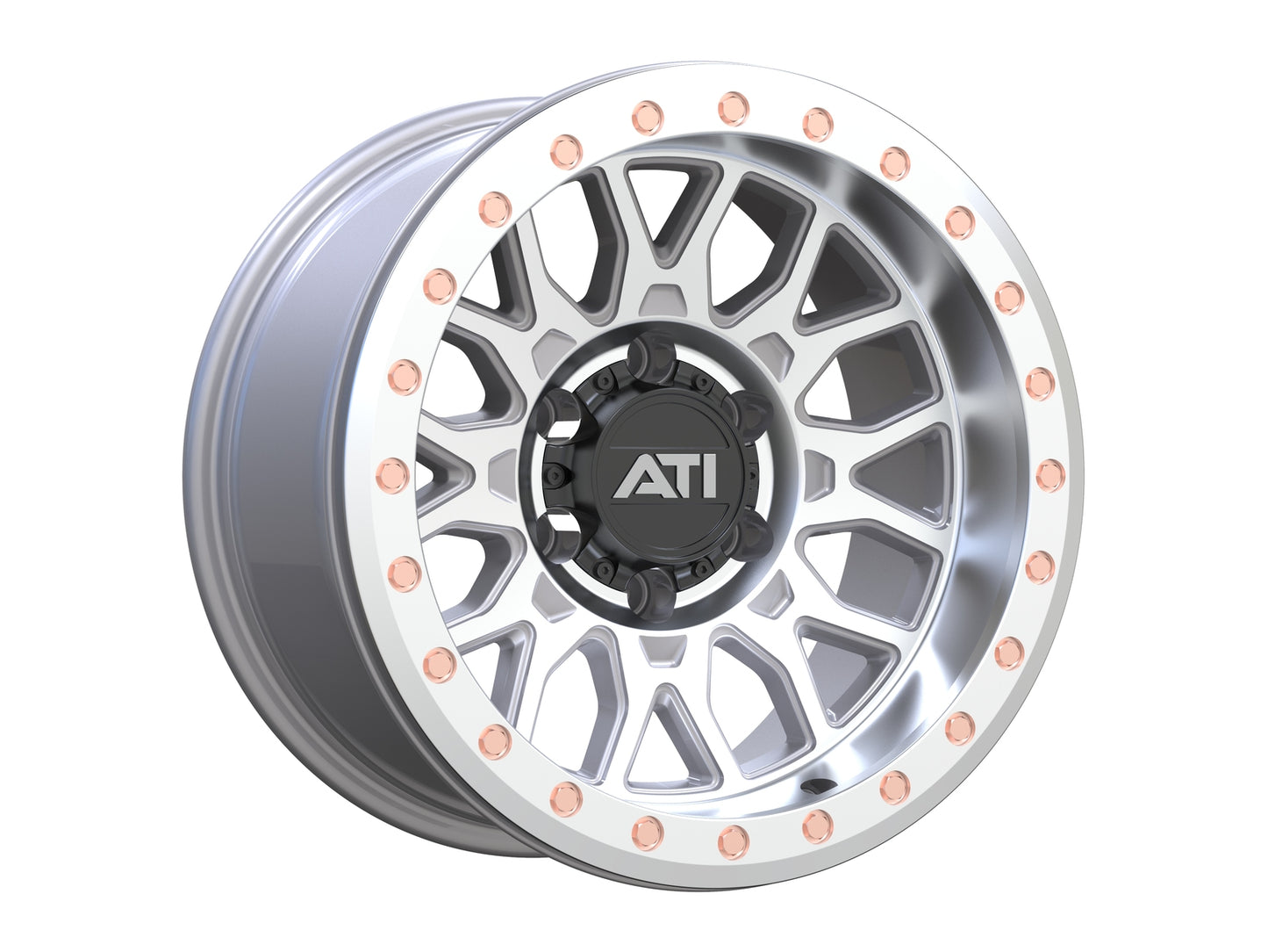 AT-01 17X8.5 HYBRID BEADLOCK WHEEL - MACHINED (5X150) [OFFSET: -25] [RING OPTION: Imitation Beadlock Ring]