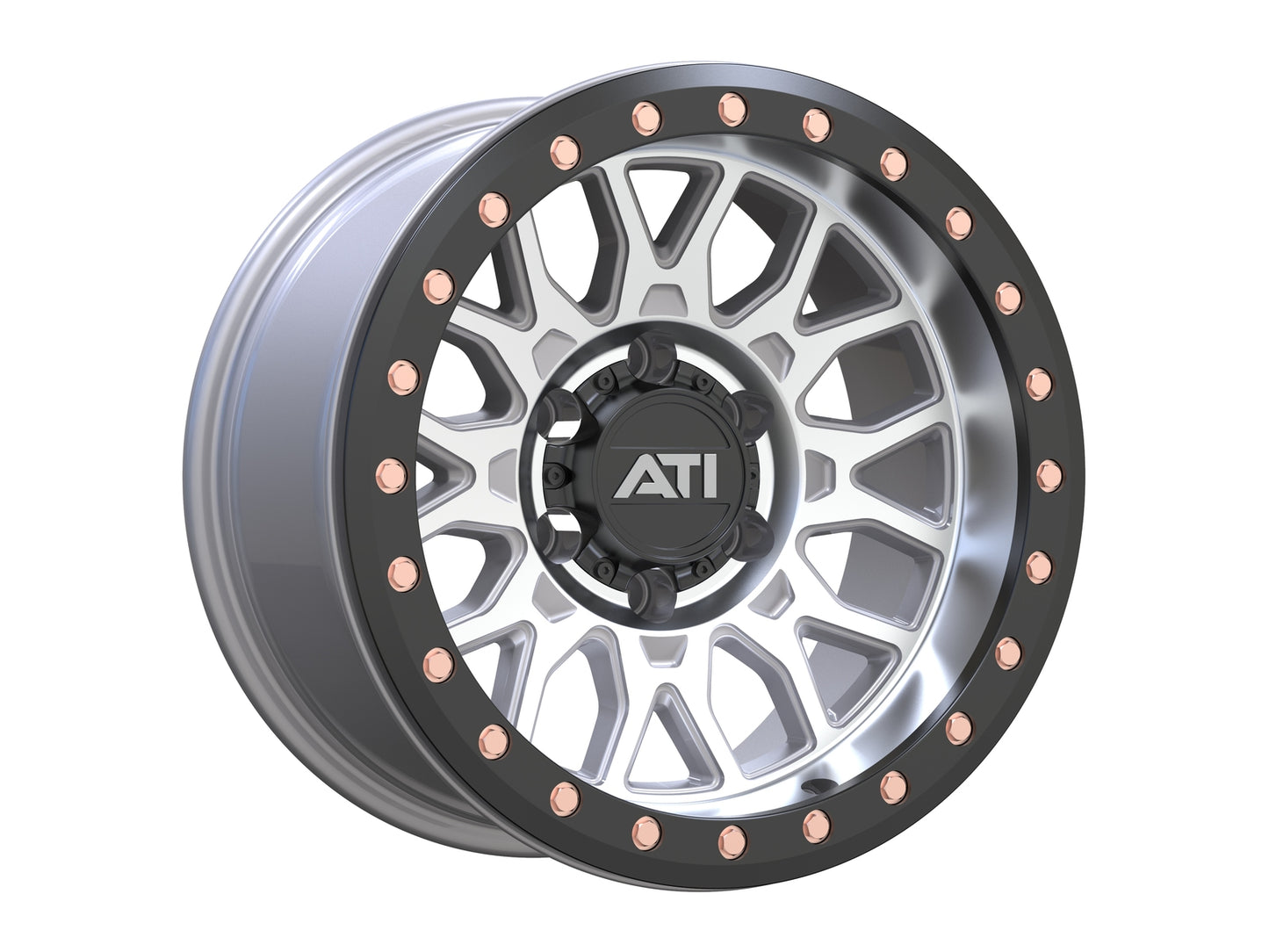 AT-01 17X8.5 HYBRID BEADLOCK WHEEL - MACHINED (5X150) [OFFSET: -25] [RING OPTION: Imitation Beadlock Ring]