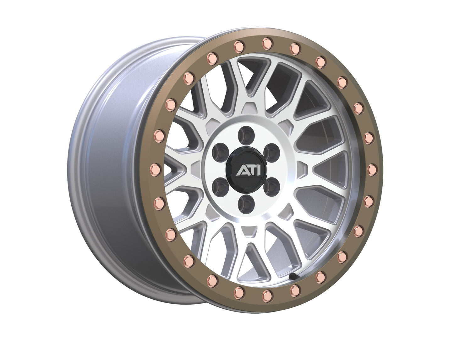 AT-01 17X8.5 HYBRID BEADLOCK WHEEL - MACHINED (5X150) [OFFSET: -25] [RING OPTION: Imitation Beadlock Ring]