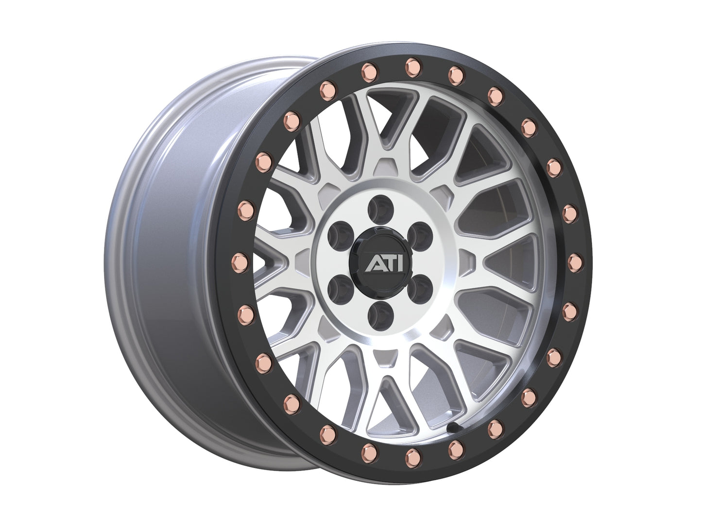 AT-01 17X8.5 HYBRID BEADLOCK WHEEL - MACHINED (5X150) [OFFSET: -25] [RING OPTION: Imitation Beadlock Ring]