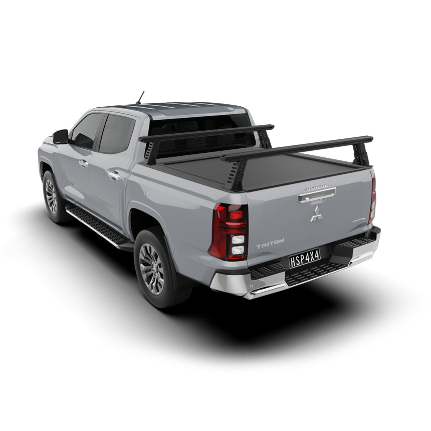 Mitsubishi Triton MV tub rack installed for touring, rooftop tent mounting, and worksite utility.