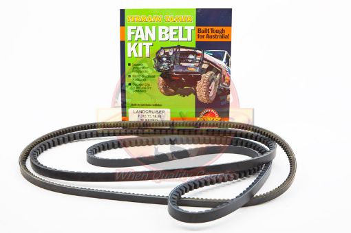 Fan Belt Kit Fan Power Strg & A/c Will Not Suit FJ80 3FE Eng Fit For Landcruiser FJ70, Landcruiser FJ73, Landcruiser FJ75 & Landcruiser FJ80 - Terrain Tamer FBK8
