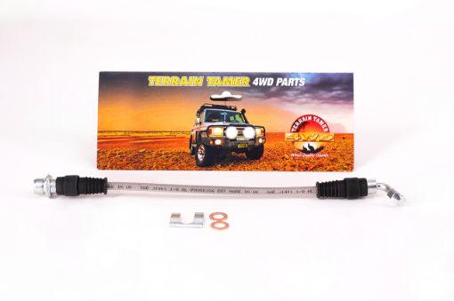 Braided Brake Hose Rear L/H Without Abs Fit For Landcruiser GRJ78, Landcruiser GRJ79, Landcruiser HDJ100 & Landcruiser HZJ105 - Terrain Tamer 90947-02F26BTT