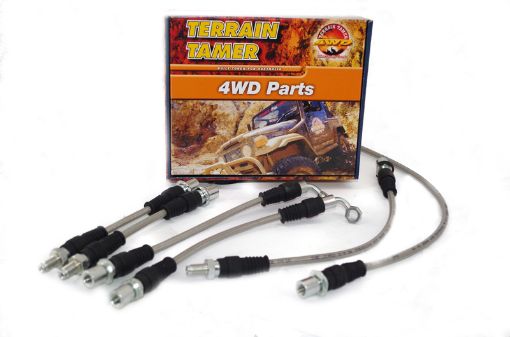 Braided Brake Hose Kit Suits Rear Disc Brake Fit For Landcruiser FZJ70, Landcruiser FZJ75, Landcruiser HZJ70 & Landcruiser HZJ73 - Terrain Tamer TTBHK14