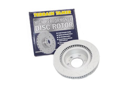 T/t Slotted & Dimpled Disc Rotor Rear Fit For Landcruiser GRJ300, Landcruiser VJA300, Prado GDJ250 & Prado GDJ251 - Terrain Tamer 42431-60350HP