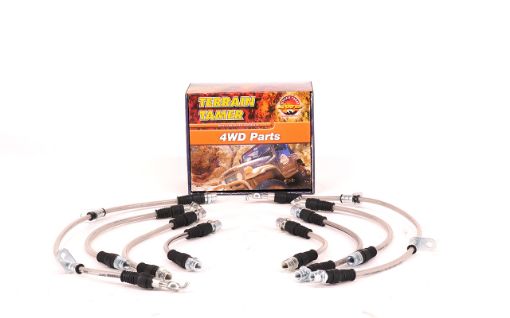 T/t Braided Brake Hose Kit Suit Raised Suspension Fit For Landcruiser VJA300, Landcruiser FJA300 & Landcruiser GRJ300 - Terrain Tamer TTBHK16