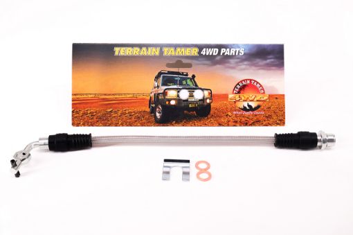 Braided Brake Hose Front L/H or R/H Non Abs Fit For Landcruiser HDJ80, Landcruiser HDJ81, Landcruiser HZJ80 & Landcruiser HZJ105 - Terrain Tamer 90947-02714BTT