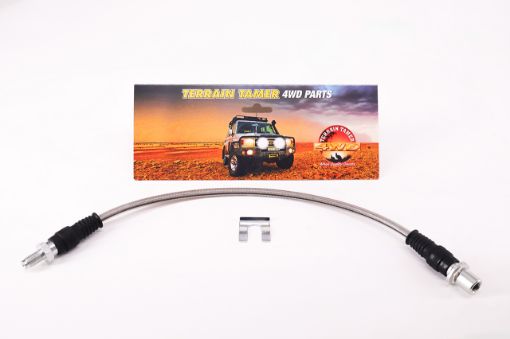 Braided Brake Hose Front Centre Non Abs +50mm Extended Fit For Landcruiser HDJ80, Landcruiser HDJ81, Landcruiser HZJ80 & Landcruiser FZJ80 – 96940-34006BTT - Terrain Tamer 96940-34006BTT
