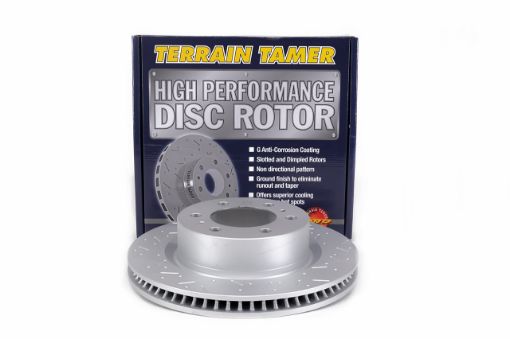 T/t Slotted & Dimpled Disc Rotor Front 340MM Diameter Fit For Landcruiser GRJ300, Prado TJA250, Prado TJH250 & Prado TRJ250 - Terrain Tamer 43512-60281HP