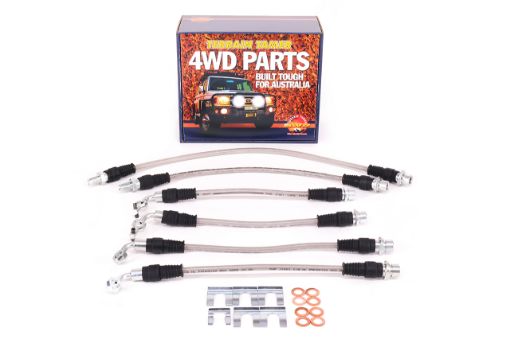 Braided Brake Hose Kit Suit to 2" Raised Susp. Without Abs Fit For Landcruiser VDJ79, Landcruiser GRJ71, Landcruiser GRJ76 & Landcruiser GRJ78 - Terrain Tamer TTBHK01