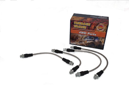 Braided Brake Hose Kit Suit Raised Suspension Fit For Hilux KUN125, Hilux KUN126, Hilux KUN136 & Hilux TGN126 - Terrain Tamer TTBHK07
