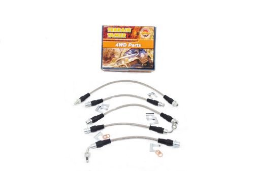 Braided Brake Hose Kit Drum Bke Rr to 2"raised Susp Suit Abs Fit For Landcruiser VDJ78, Landcruiser VDJ79, Landcruiser GRJ71 & Landcruiser GRJ76 – TTBHK11 - Terrain Tamer TTBHK11