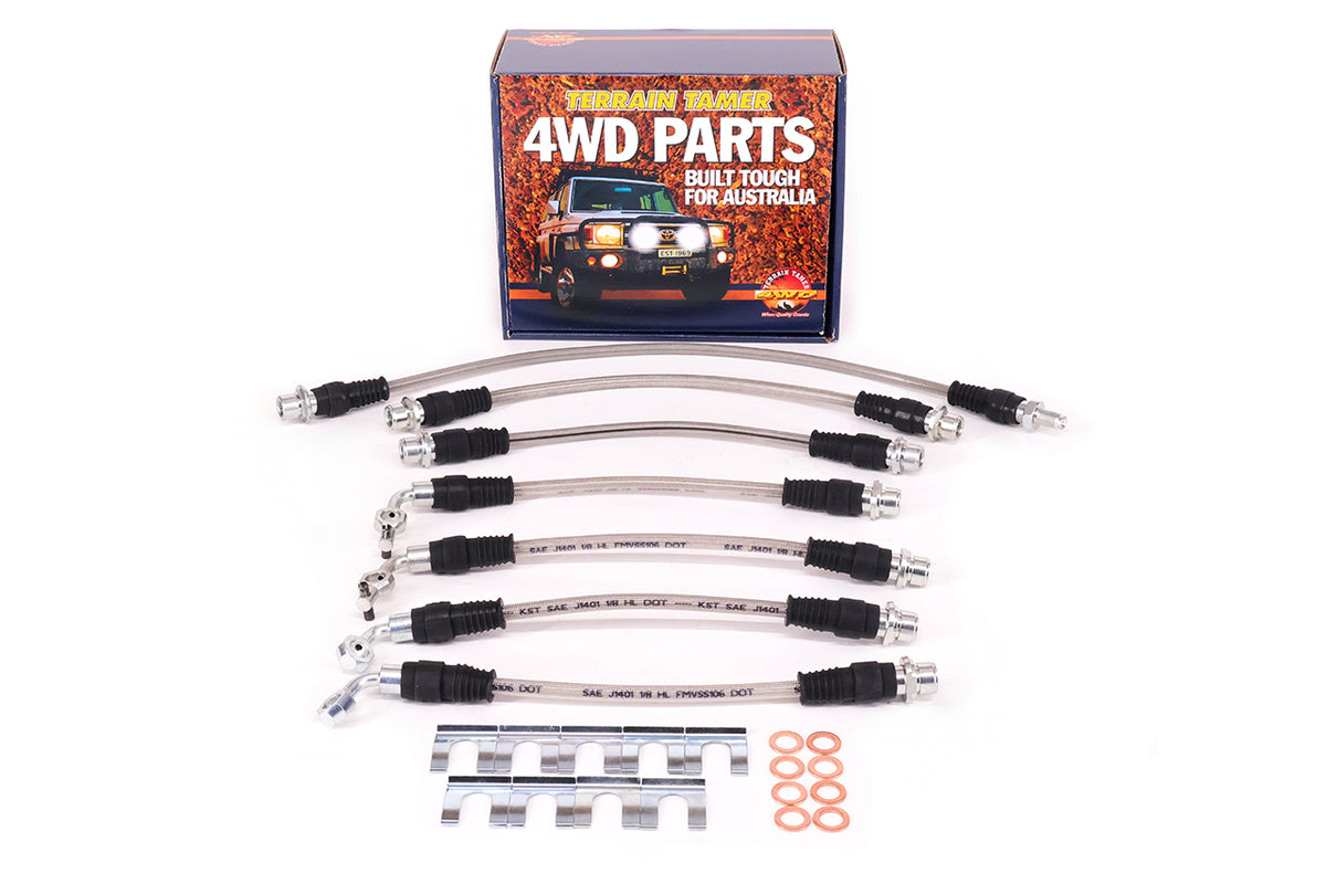 Braided Brake Hose Kit Suit to 2" Raised Susp. Suits Abs Fit For Landcruiser VDJ79, Landcruiser GRJ71, Landcruiser GRJ76 & Landcruiser GRJ78