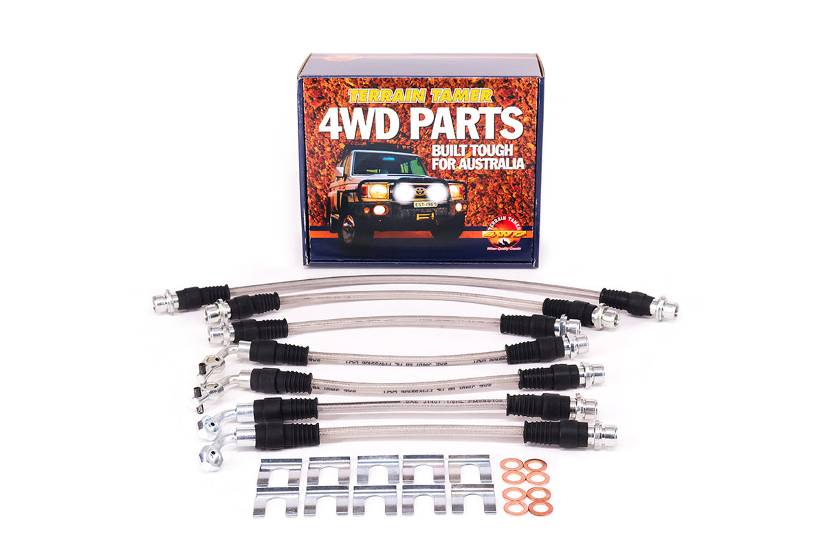 Braided Brake Hose Kit Suit to 2" Raised Susp. Suits Abs Fit For Landcruiser VDJ78, Landcruiser VDJ79, Landcruiser GRJ71 & Landcruiser GRJ76