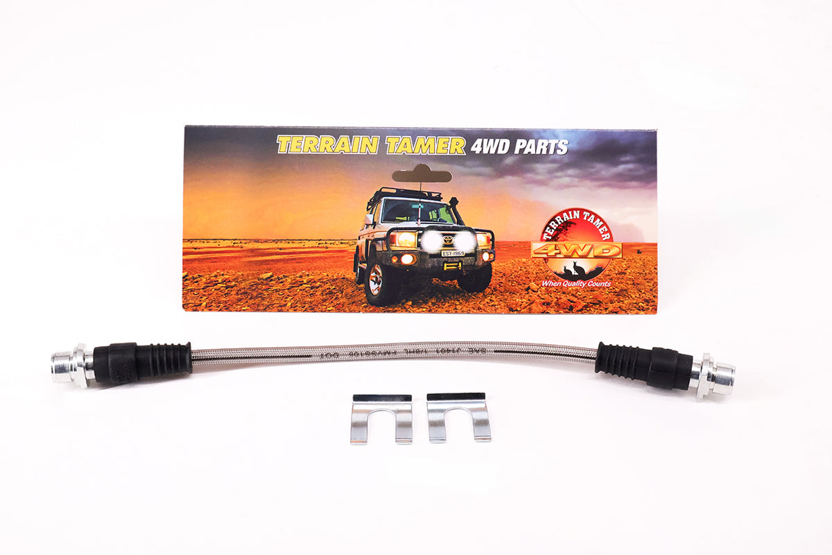 Braided Brake Hose R/H Front Centre +abs 50MM Extended Fit For Landcruiser HDJ80, Landcruiser HDJ81, Landcruiser HZJ80 & Landcruiser HZJ105