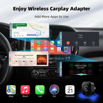Wireless Carplay Adapter for Iphone, 2025 Upgrade Mini USB Design with Built-In Wired Apple Carplay Plug and Play, Converts Wired to Wireless, Stable Connection Carplay for Iphone 6+, Ios 10+