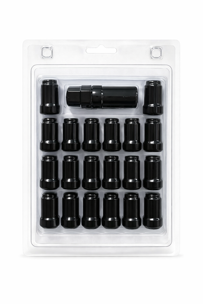 $22.95 M14x1.5 Black Wheel Lock Nuts – Anti-Theft Security Set (Key Included)