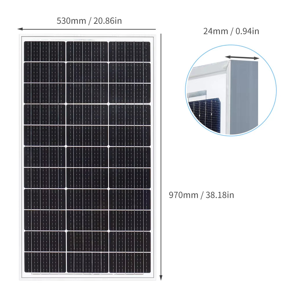 Rigid Solar Panel Set Glass Solarpanel 100W 200W (2Pcs 100W Rigid Panel Solar ) 18V Photovoltaic Charging for Battery