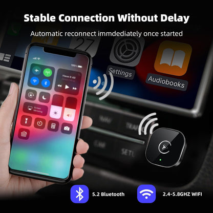 Wireless Carplay Adapter for Iphone, 2025 Upgrade Mini USB Design with Built-In Wired Apple Carplay Plug and Play, Converts Wired to Wireless, Stable Connection Carplay for Iphone 6+, Ios 10+