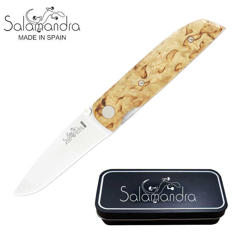Salamandra Curly Birch Wood Pocket Knife 171mm