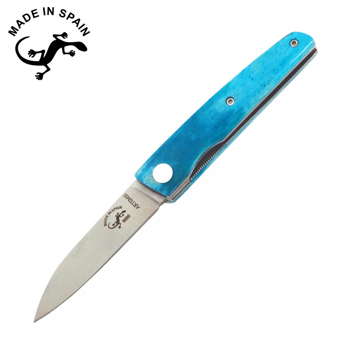 Salamandra Artemis Blue Camel Bone N690 Pocket Knife