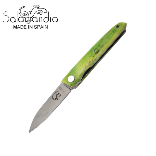 Salamandra Artemis Deep Green Camel Bone N690 Pocket Knife