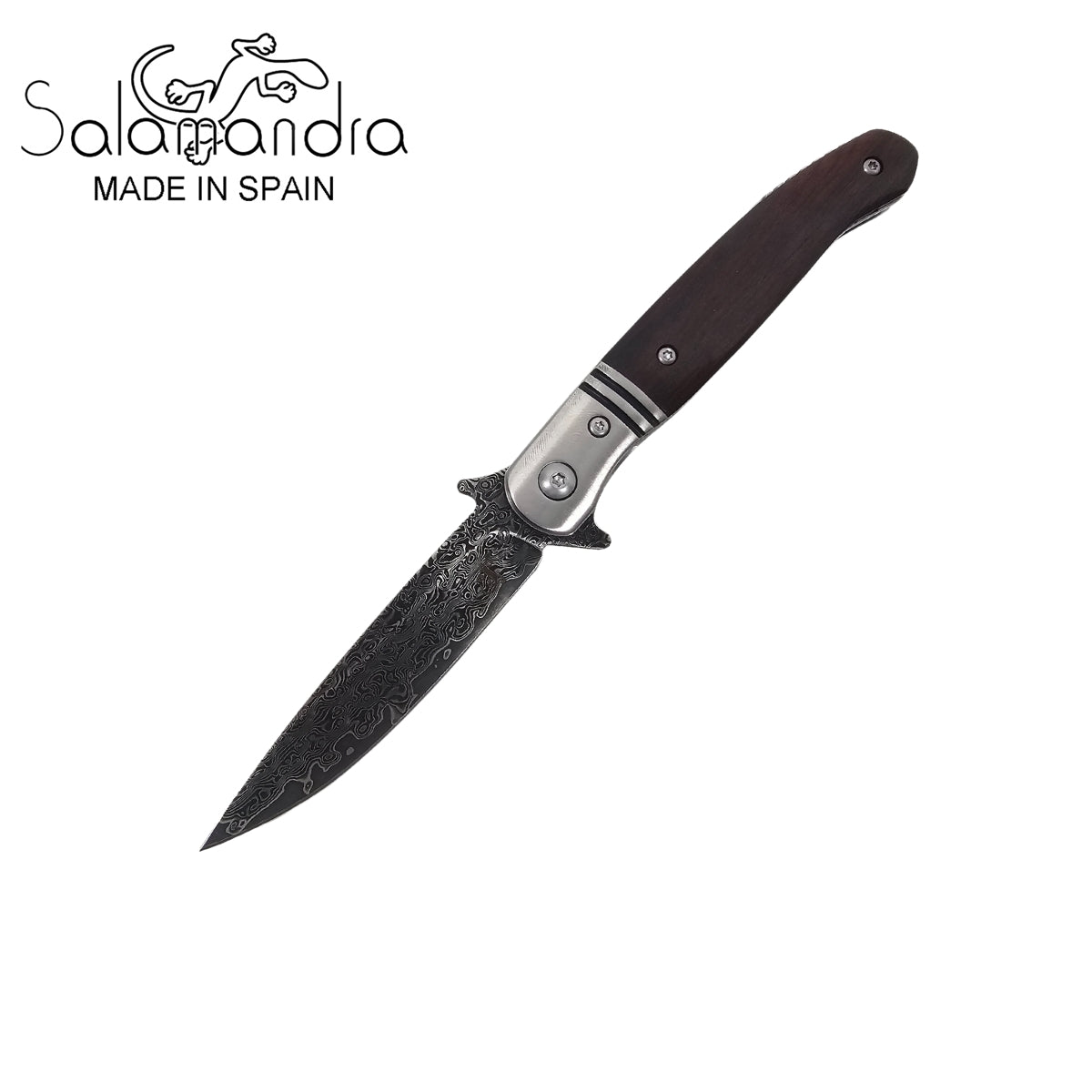 Salamandra Damascus Steel Hardwood Pocket Knife 209mm