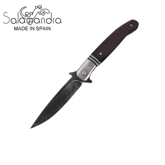 Salamandra Damascus Steel Hardwood Pocket Knife 209mm