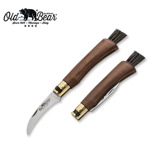 Old Bear Walnut Wood Mushroom Pocket Knife
