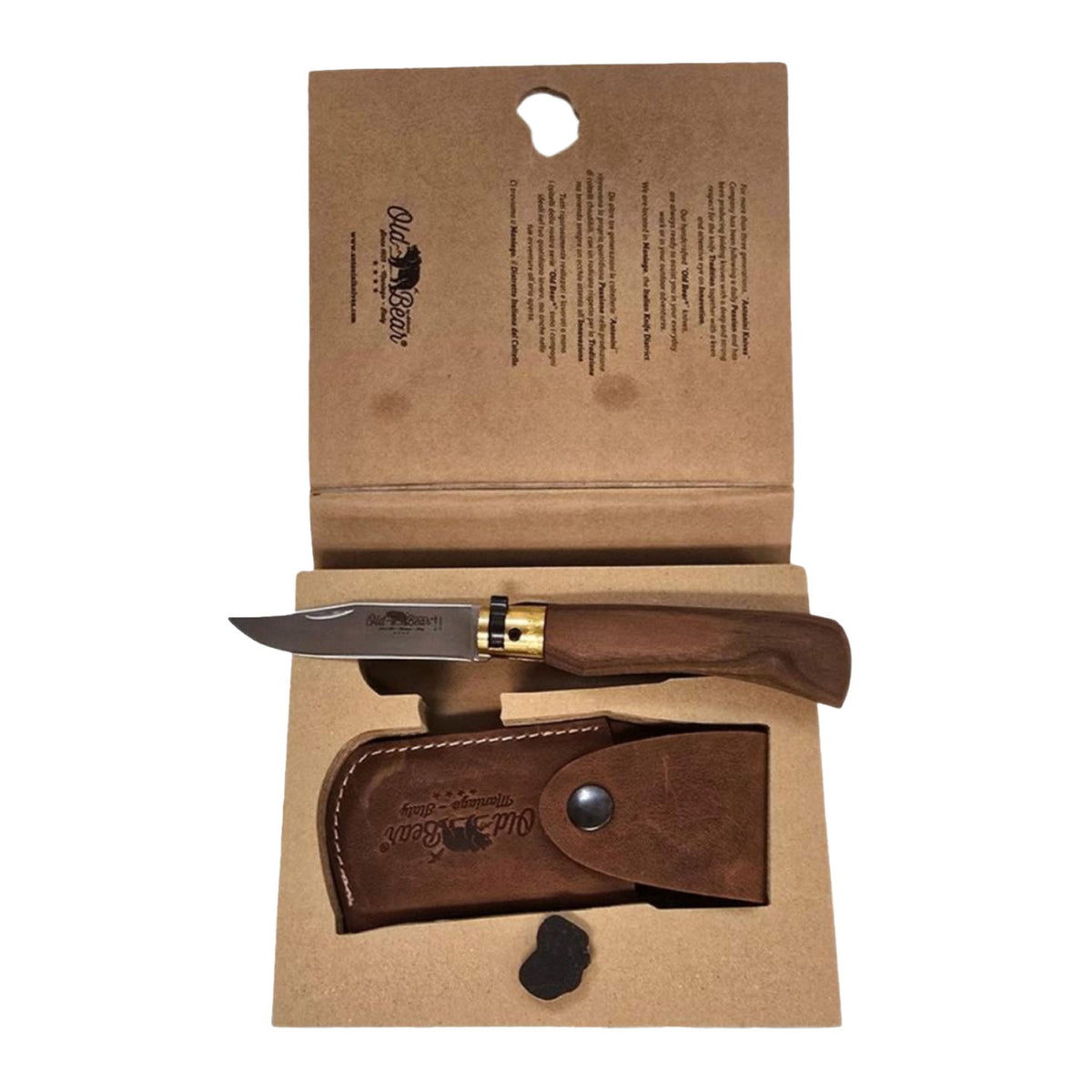 Old Bear Classical Walnut Wood Pocket Knife Gift Set