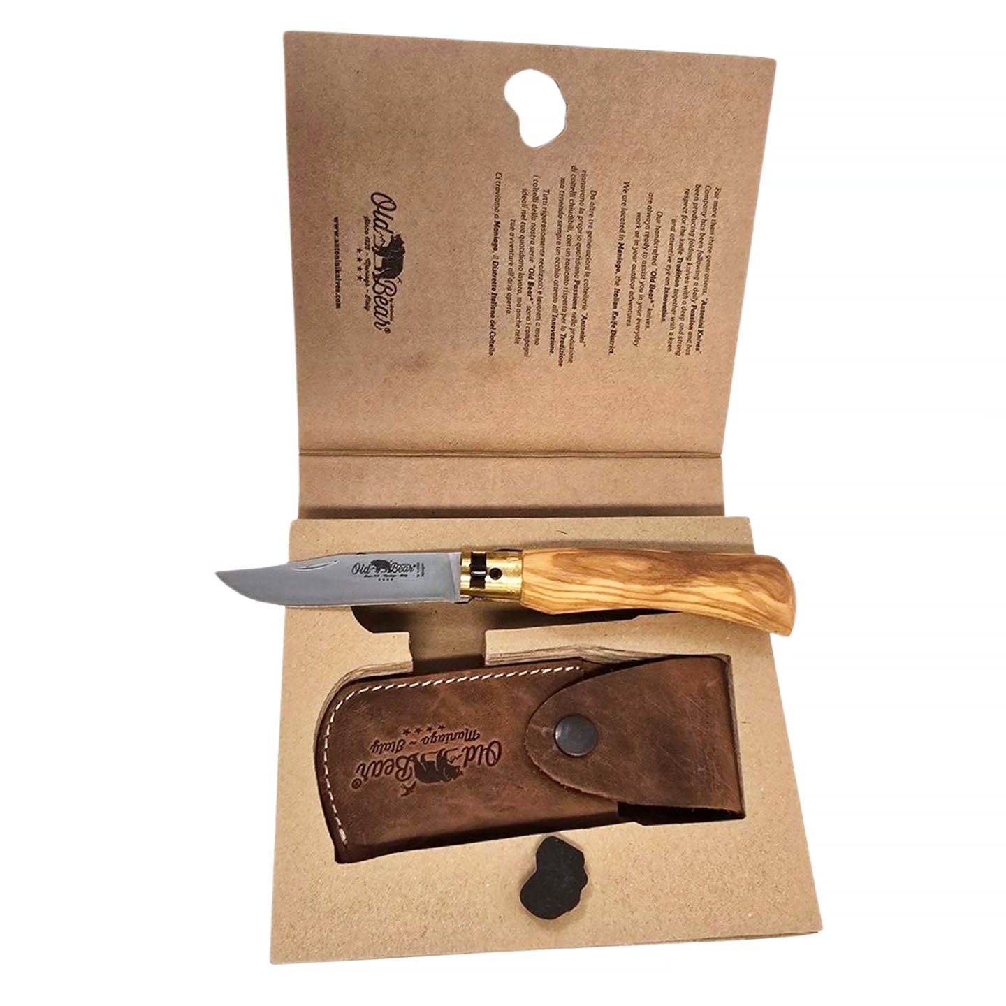 Old Bear Classical Olive Wood Pocket Knife Gift Set