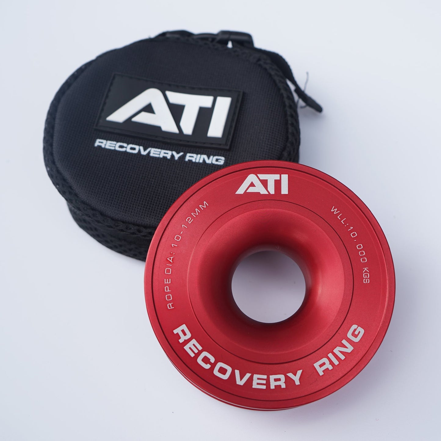 ATI 15,000KG ALLOY RECOVERY RING - BLACK, RED AND SILVER