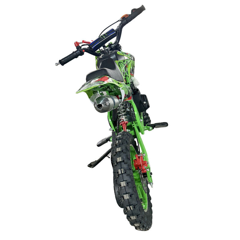 Green Mini Motor Dirt Bike Kids Pocket 2 Stroke Motorbike ATV Twin Exhaust Tip Toys 49cc 2025