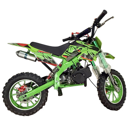 Green Mini Motor Dirt Bike Kids Pocket 2 Stroke Motorbike ATV Twin Exhaust Tip Toys 49cc 2025