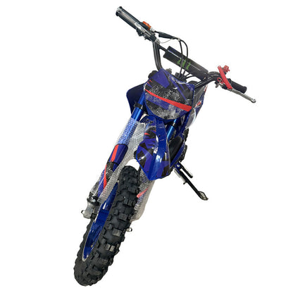 Blue Mini Motor Dirt Bike Kids Pocket 2 Stroke Motorbike ATV Twin Exhaust Tip Toys 49cc 2025